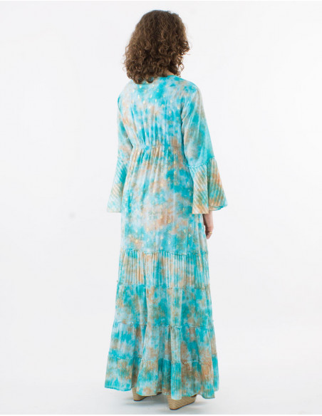 Tie Dye boho long dress with pearls