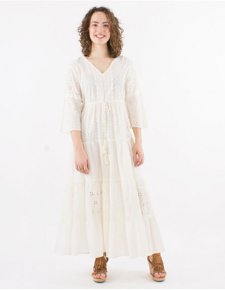 Robe longue bohème brodée style anglais