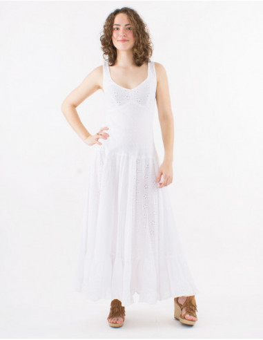 Embroidered long summer dress ruffles