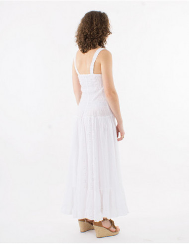 Embroidered long summer dress ruffles