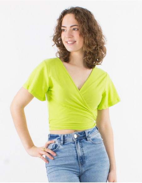 Crop top heart cache in basic cotton