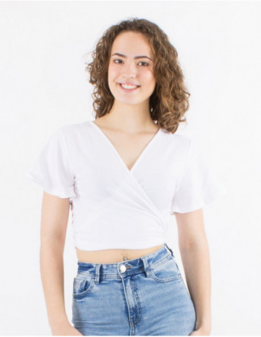 Crop top heart cache in basic cotton