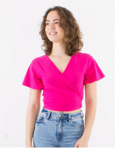 Crop top cache cœur en coton basique
