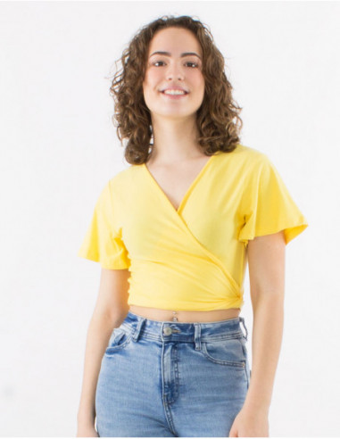 Crop top cache cœur en coton basique