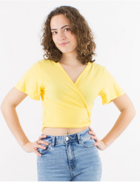 Crop top heart cache in basic cotton