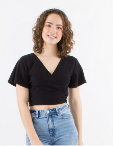 Crop top cache cœur en coton basique