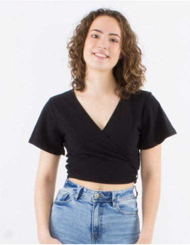 Crop top cache cœur en coton basique