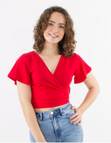 Crop top cache cœur en coton basique