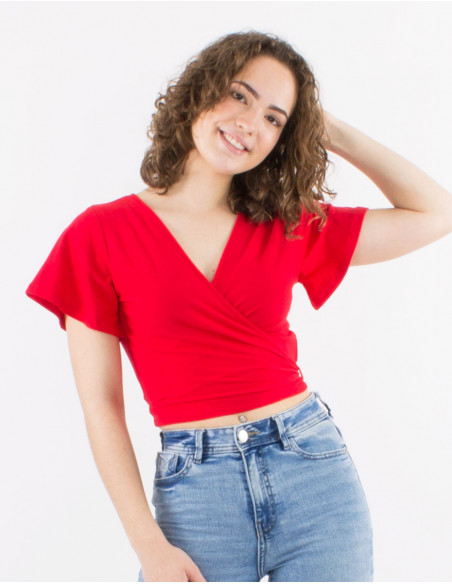 Crop top heart cache in basic cotton