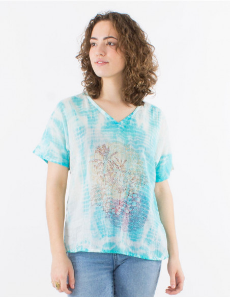 T shirt en coton Tie and Dye ethnique