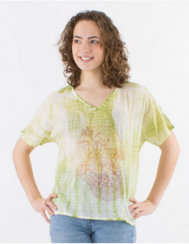 T shirt en coton Tie and Dye ethnique