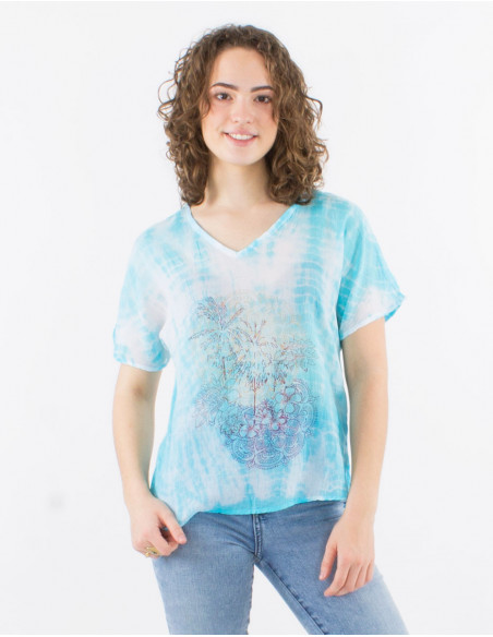 T shirt en coton Tie and Dye ethnique