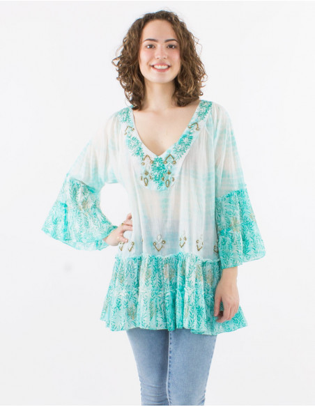 Original Tie Dye Tunic with Beads