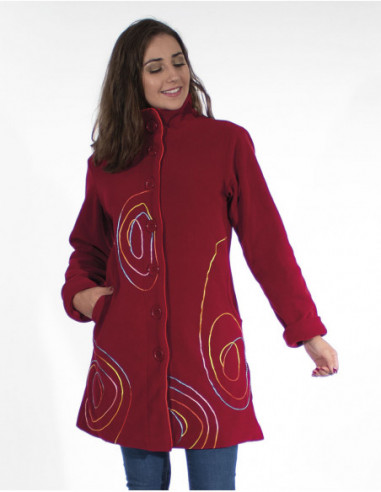 Manteau polaire mi-long à spirales multi