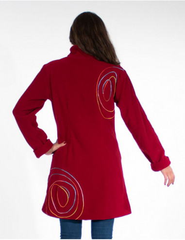 Manteau polaire mi-long à spirales multi