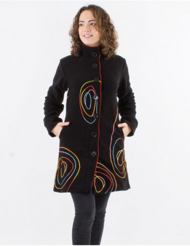 Manteau polaire mi-long à spirales multi