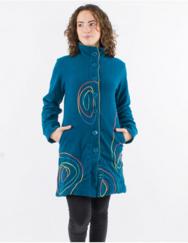 Manteau polaire mi-long à spirales multi