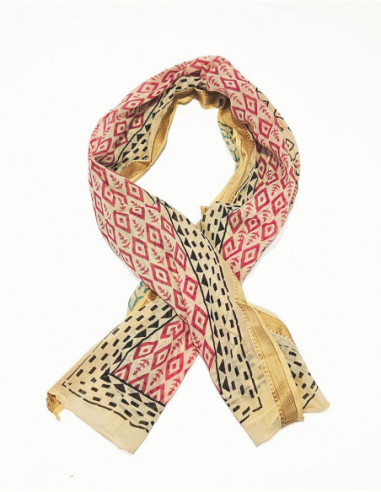 Cotton scarf with geometric patterns