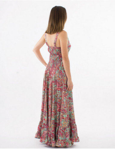 Robe longue fluide d'été motif cachemire