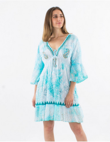 Tie and dye beach dress with pearls
