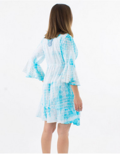 Tie and dye beach dress with pearls