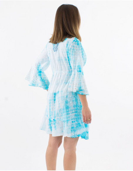 Robe de plage tie and dye avec perles