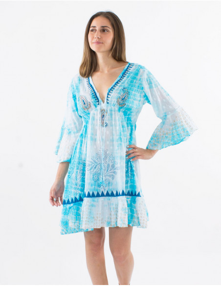 Robe de plage tie and dye avec perles