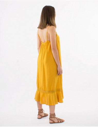 Robe mi longue unie détails crochets