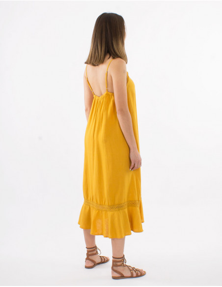 Long dress crochet-style openwork border