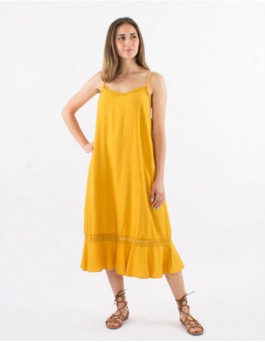 Robe mi longue unie détails crochets