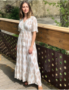 Long dress ethnic style silver threads