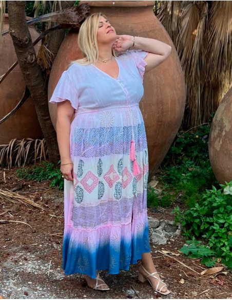 Robe de plage viscose Tie Dye Maori