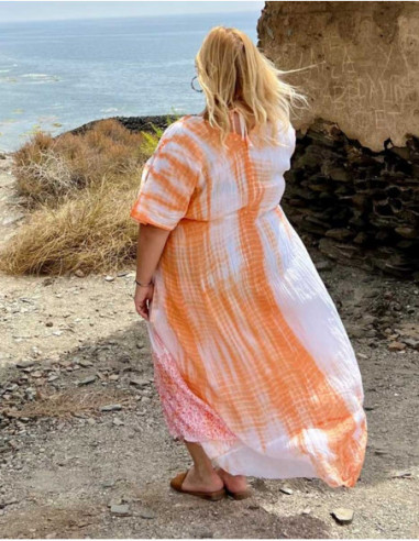 Robe longue de plage Tie Dye perles