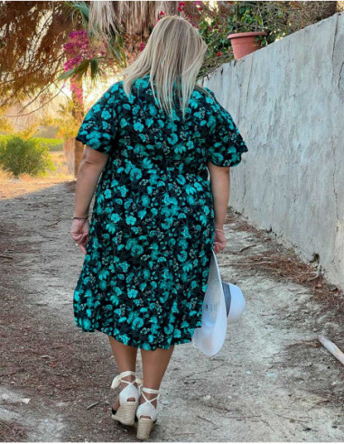 Robe cintrée manches courtes bohème