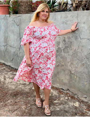 Robe midi bohème fleurie en viscose
