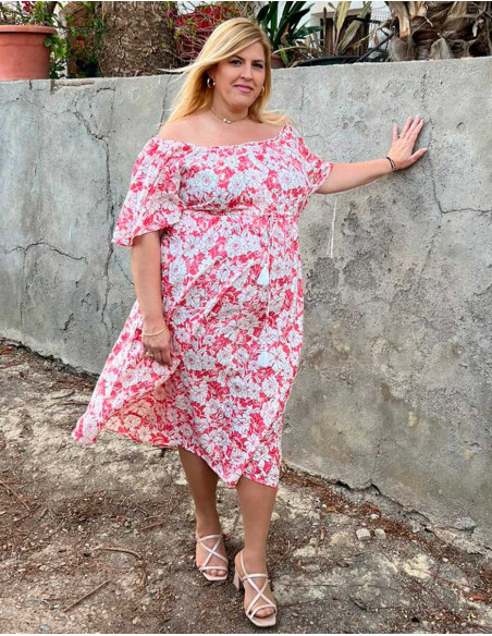 Floral bohemian midi dress in viscose