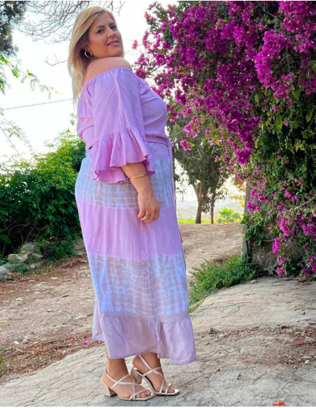 Summer hippie maxi dress with ruffles
