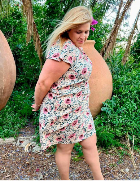 Floral boho tunic with chic pleats