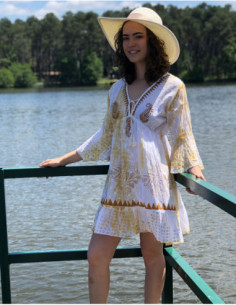 Tie and dye beach dress with pearls