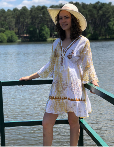 Robe de plage tie and dye avec perles