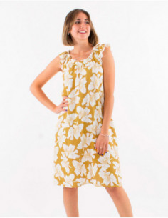 Robe courte d'été fleurie avec lin 2