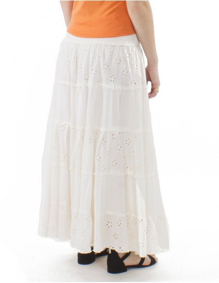 Long skirt with embroidered cotton