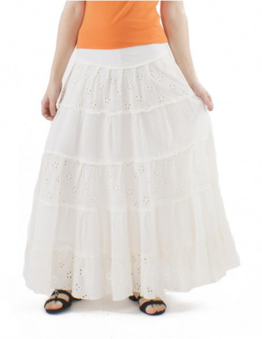 Long skirt with embroidered cotton