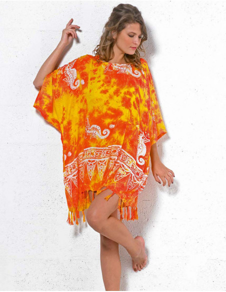 Rayon tunic with fringes