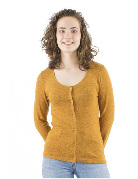 Gilet uni chiné à boutons