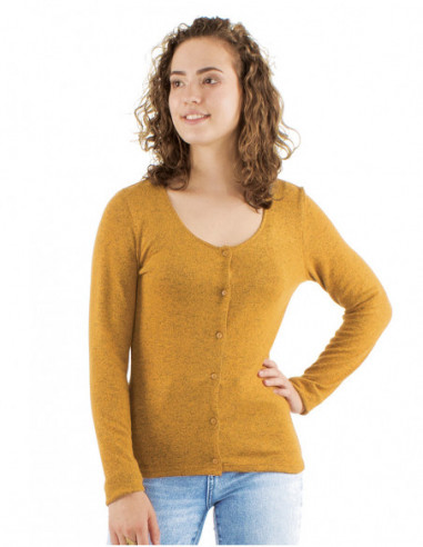 Gilet uni chiné à boutons