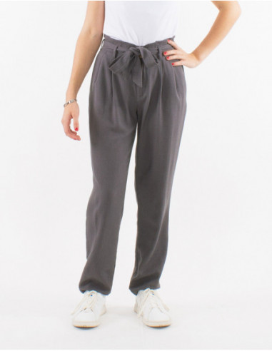 Pantalon chic uni viscose et lin