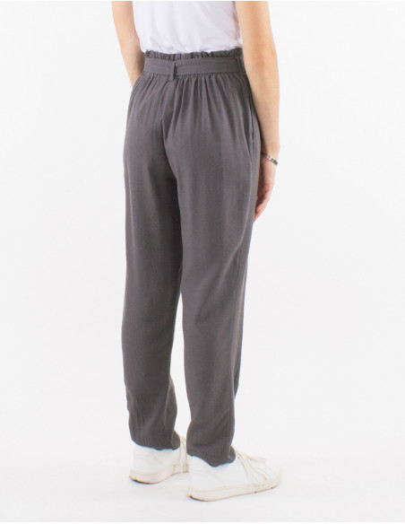 Pantalon chic uni viscose et lin