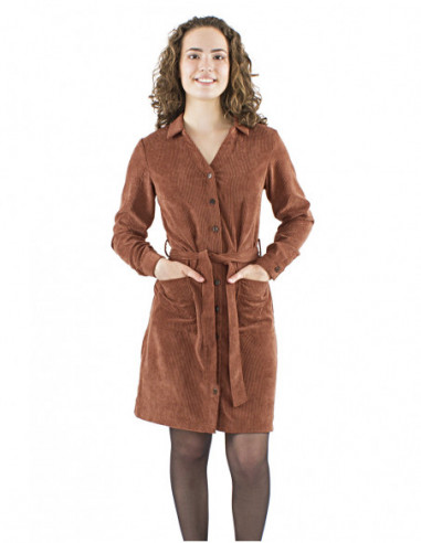 Robe chic à boutons en velours côtelé