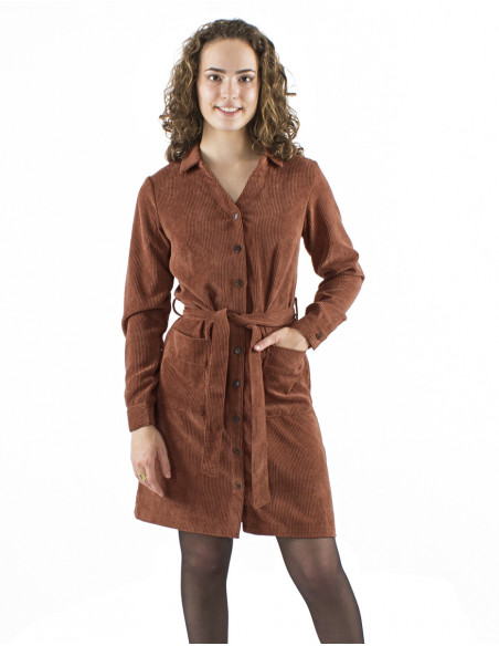 Chic corduroy button dress